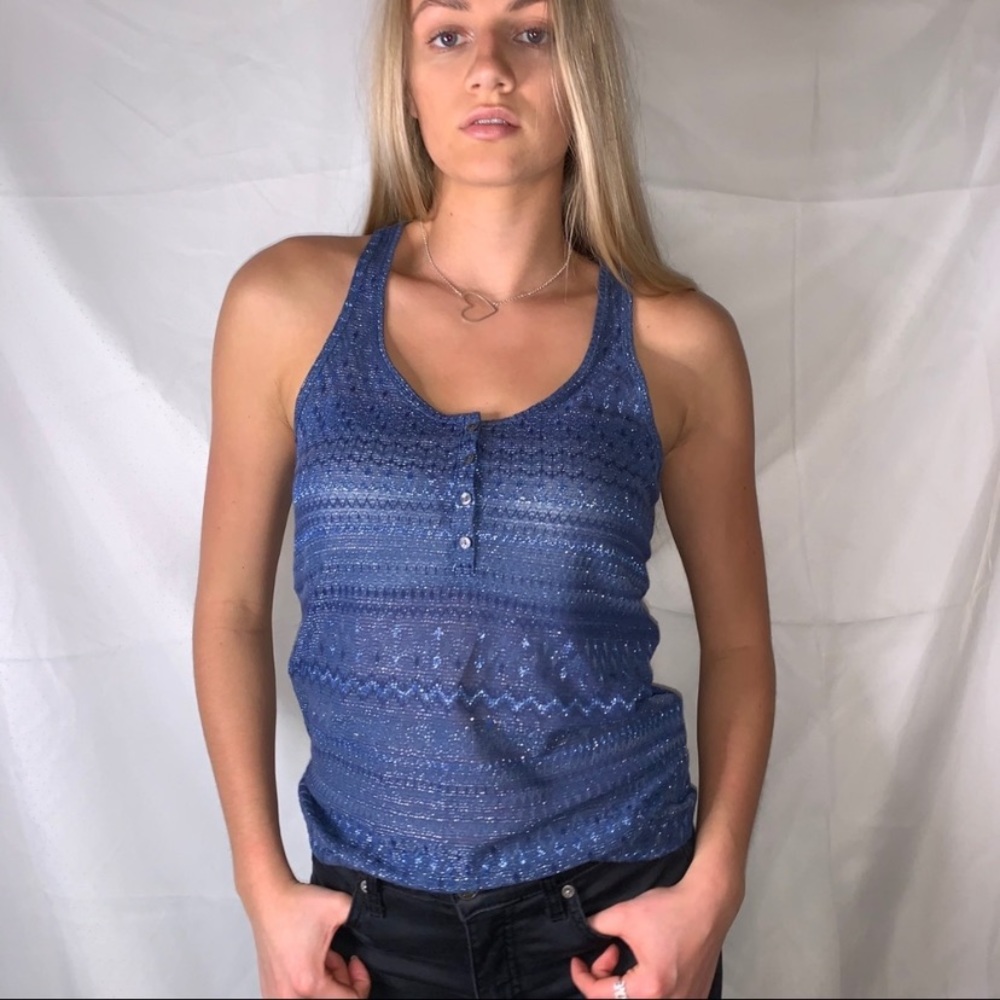 American Eagle blue button up tank top size M